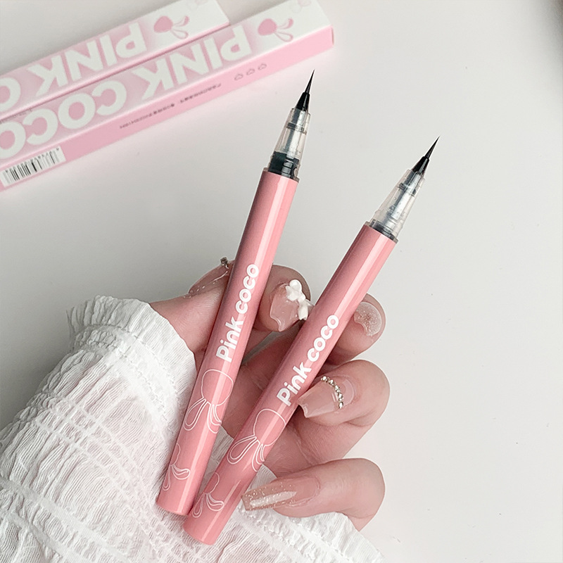 Pink coco slim soft eyeliner pen waterproof non-blooming durable quick-drying silkworm pen eyeliner wholesale