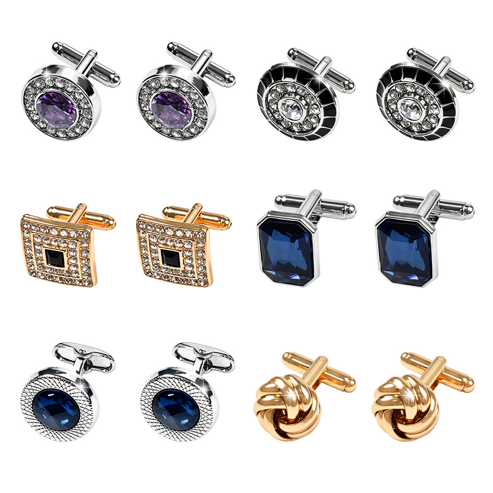 Gemelos redondos transfronterizos de Amazon, gemelos de cristal austriaco estilo francés, gemelos de negocios para hombre, gemelos con diseño retorcido. image 6