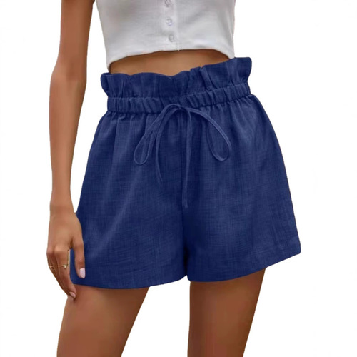 Summer Wish Women's Casual Comfort Shorts European Style High-Waisted Belted Loose Wide Leg Pants