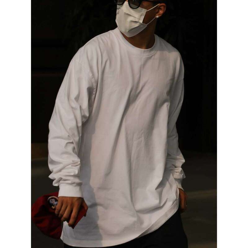 Extra Large Size 150kg American Street West Coast Loose Spring and Autumn Long Sleeve T-Shirt Men's Basic Couple Bottoming Shirt