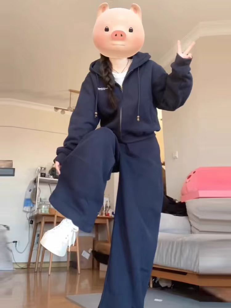 001 College Style Autumn Winter Sportswear For Women 2025 New Loose Slimming Casual Versatile Commuter Two-Piece Set_voghion.com