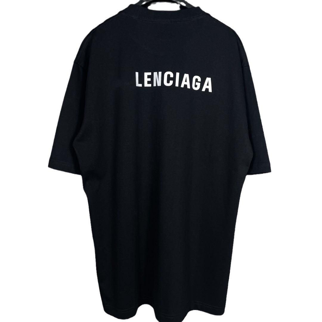 Alta versión París nuevo estilo clásico delantero y trasero B carta bordado usado manga corta Camiseta hombres y mujeres pareja verano