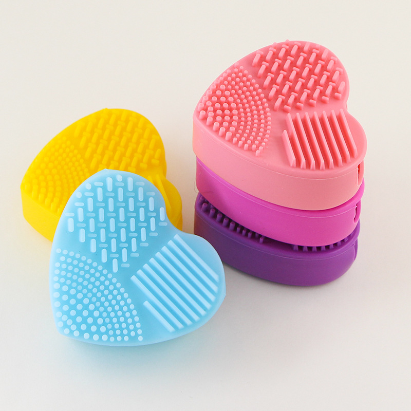 Solid Color Silicone Heart Shape Cleaning Cosmetic Beauty Blender display picture 1
