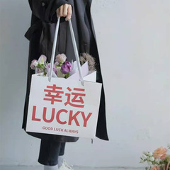 批發情人節INS新款鮮花手提袋花店用品加厚時尚正方形花束袋