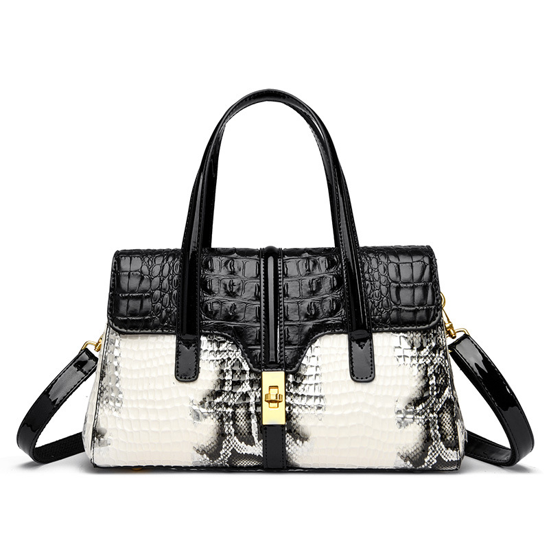 Bolso de mujer con patrón de cocodrilo transfronterizo 2023 nuevo color de contraste de moda europea y americana bolso de mujer bandolera portátil Boston Bolso de mujer