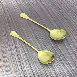 不锈钢鱼尾圆勺创意勺子家用餐厅镀金吃饭勺餐勺甜品勺蛋糕勺汤匙