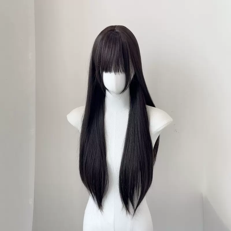 水舞沙假发女黑长直少萝Lolita仿真发日常整顶空气刘海直发全头套