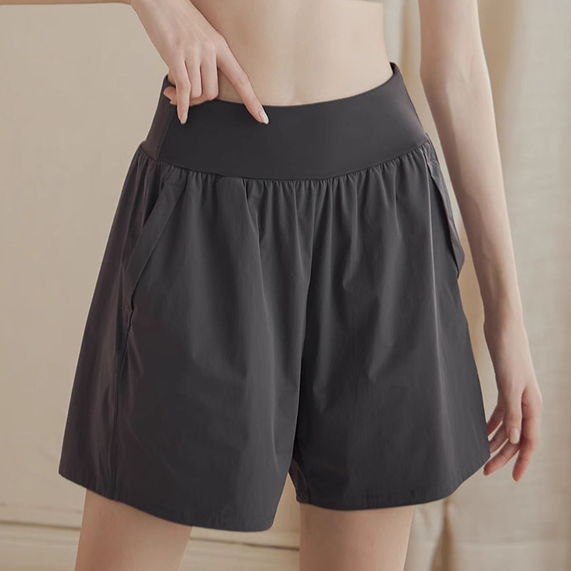 Loose Quick-drying Anti-glare Sports Shorts Women's Belt Lined High Waist Running Fitness Yoga Pants Summer Thin Pants