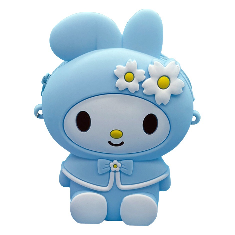 Creativo primavera niños de silicona monedero dibujos animados lindo dulce pequeña flor conejo bolsa hombro crossbody cartera