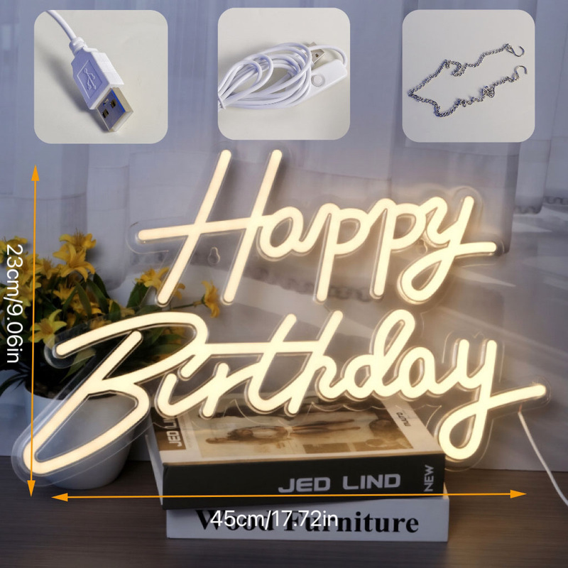 英語happybirthdayスタイルネオンライトledハッピーバースデー発光ワードパーティーデコレーション雰囲気ライト|undefined