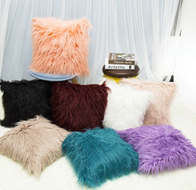 新款美式纯色长毛绒抱枕 办公室客厅沙发靠枕汽车靠腰枕批发