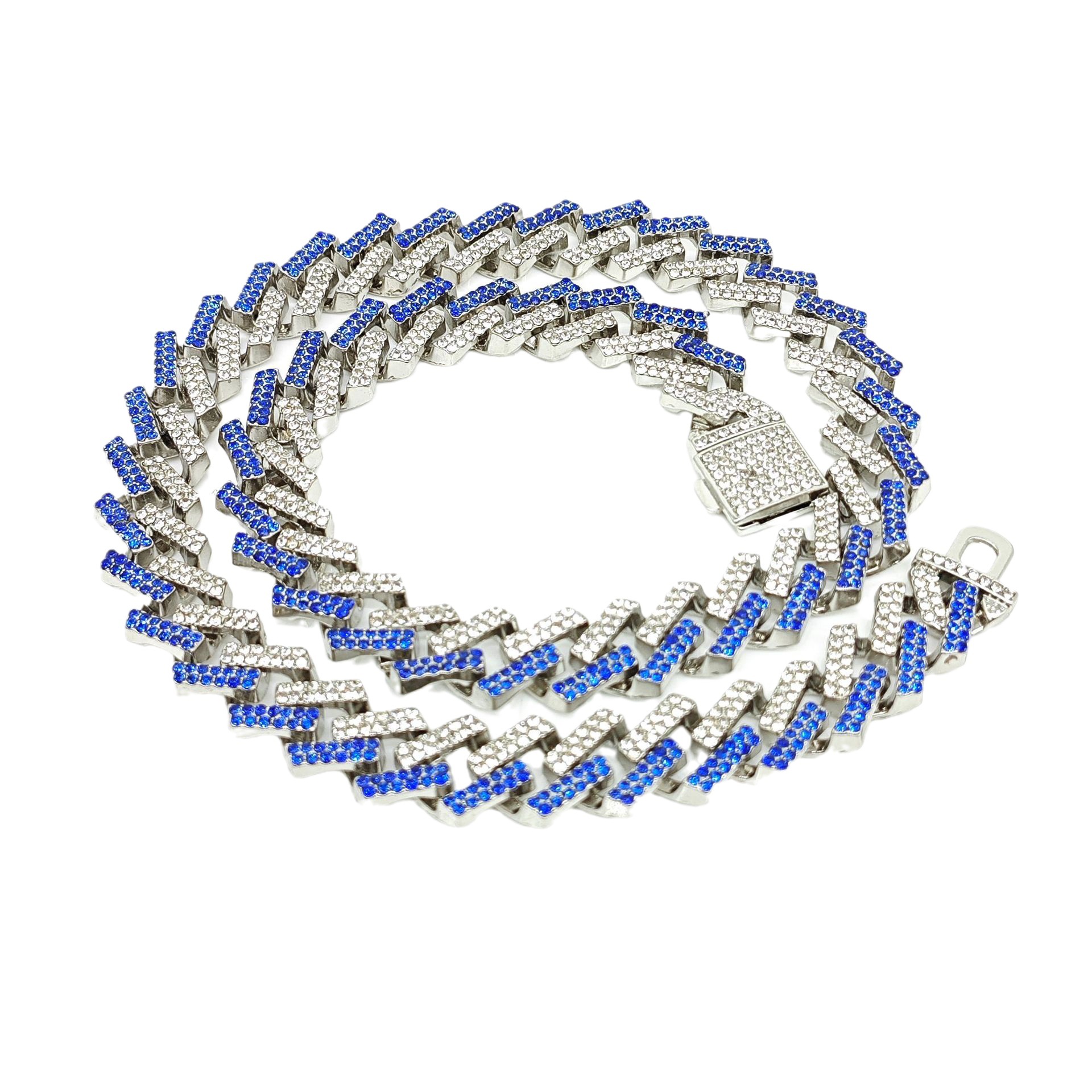 14mm Flip Hiphop Schmuck Viereck Streifen Prisma Herren kubanische Halskette_voghion.com