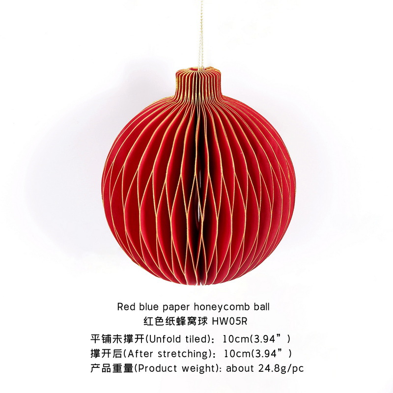 Decoración navideña Colgante de bola de panal Juego de 5 piezas Decoración de árbol de Navidad Papel Panal Decoración de árbol de Navidad Decoración de fiesta