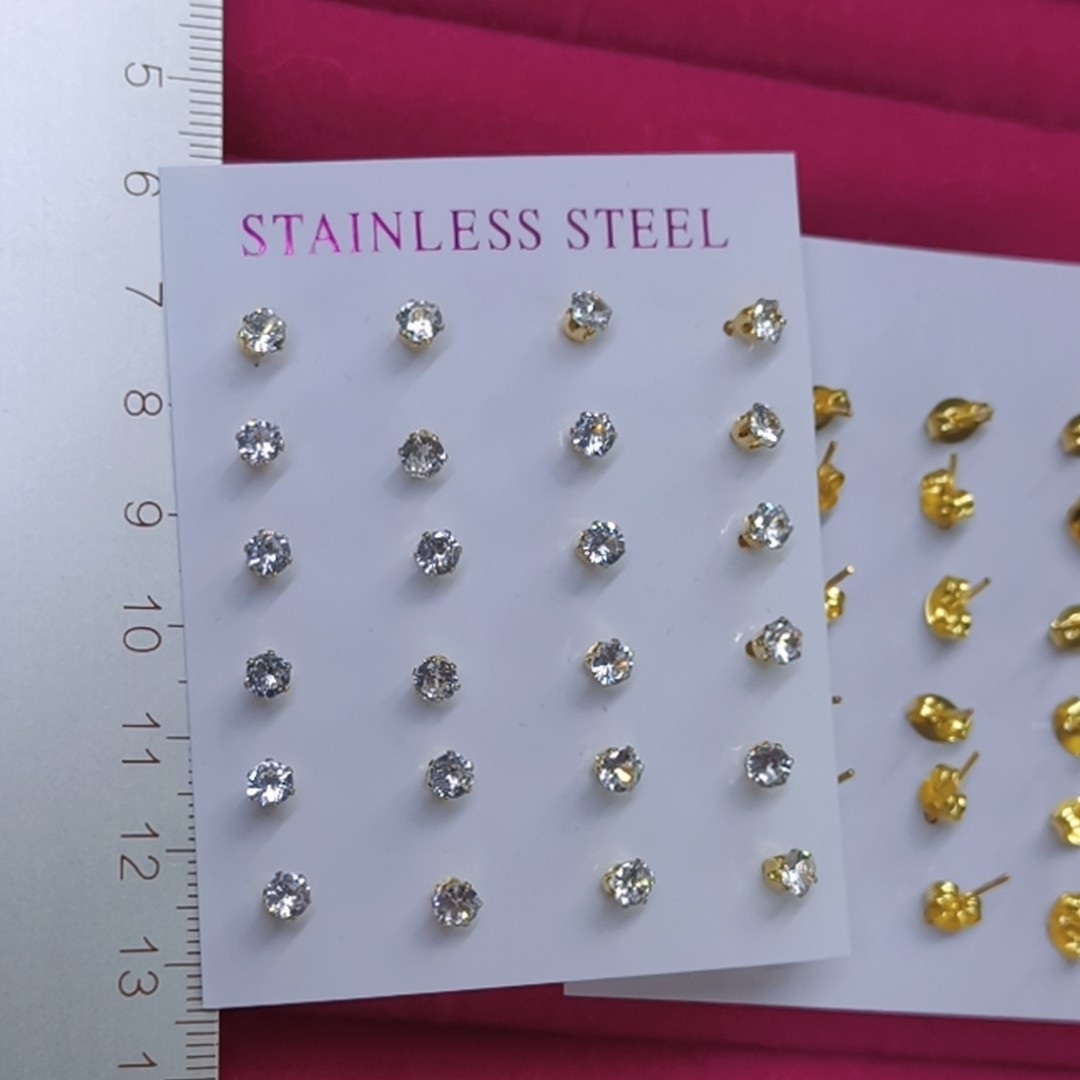 Moda y acero inoxidable simple, con pendientes redondas de zircon, auriculares con agujeros para los oídos, accesorios para los oídos exquisitos image 52
