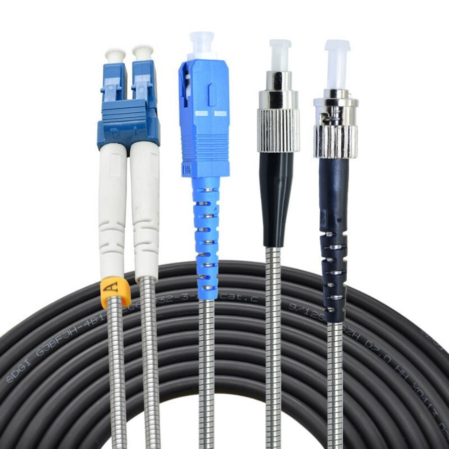 爱慕森防鼠抗压蓝色3.0不锈钢钢带SC--SC光纤跳线 铠装尾纤