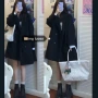 加厚复古日系黑色大衣