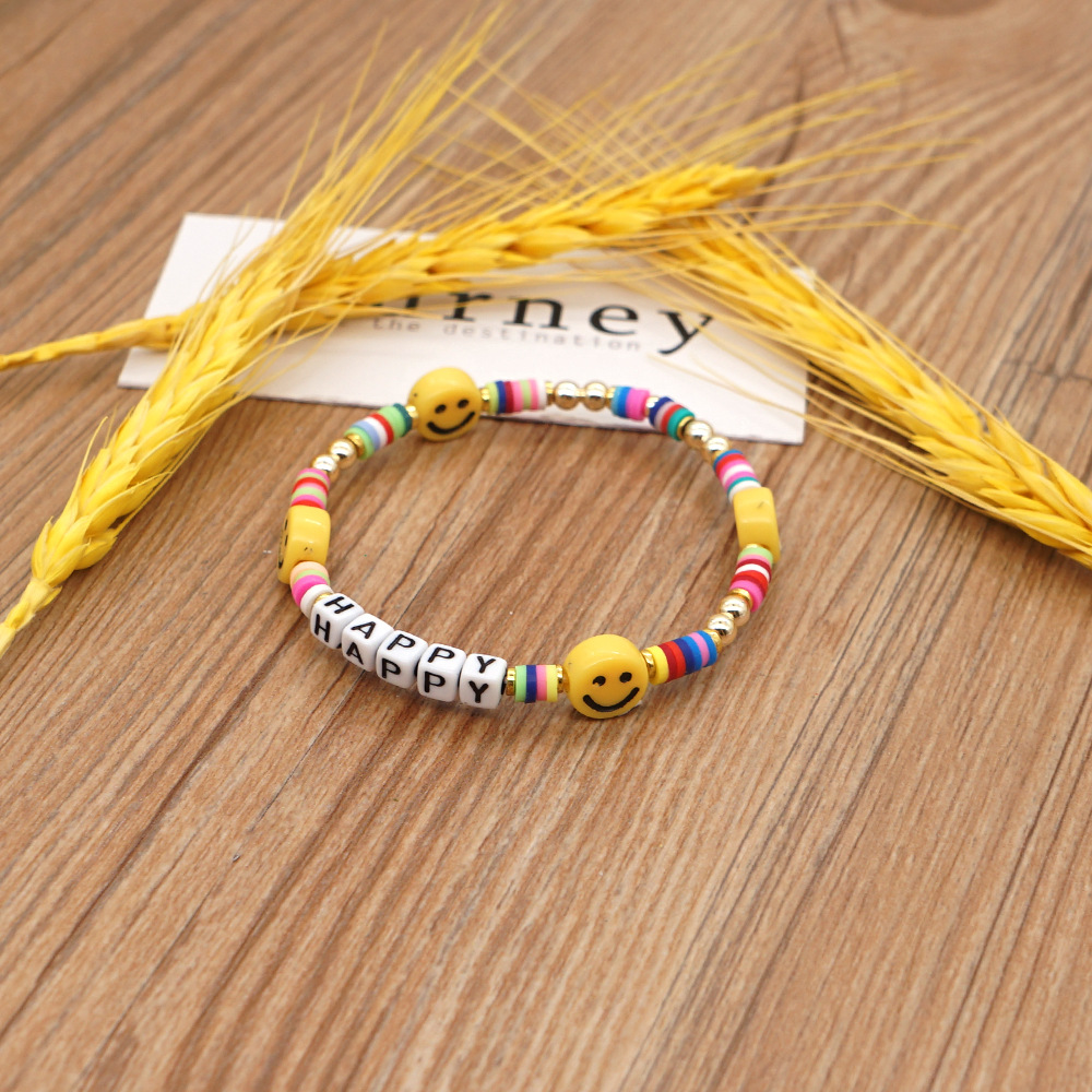 Letter Bohemian No Inlaid Plastic Soft Clay Bracelets Wholesale display picture 2