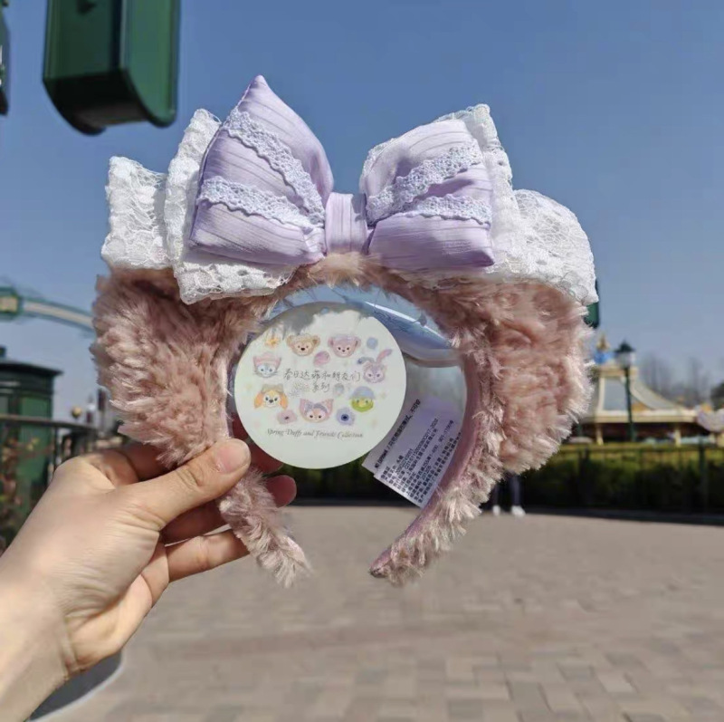 ディズニー購入 シェリーローズ ヘッドバンド 女性用 かわいい ダッフィーベア リボン ぬいぐるみ ヘッドバンド 遊園地 写真撮影 ヘアピン|undefined