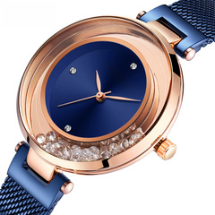 MINI FOCUS Women's Diamond Fashion Watch with Steel Mesh Strap - Model 0254L