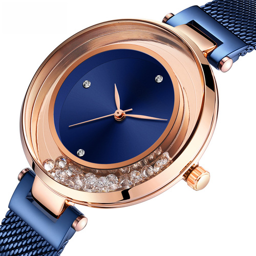 MINI FOCUS Women's Diamond Fashion Watch with Steel Mesh Strap - Model 0254L