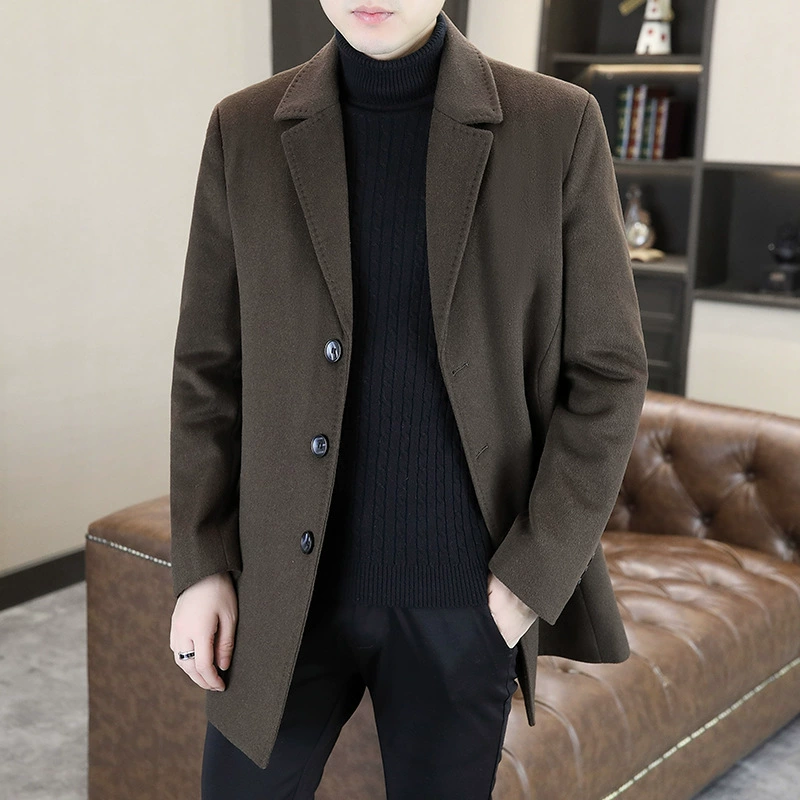 Младшая длинная шерстяная шерстяная куртка с контролируемой ценой Юань костюм с воротником шерстяное пальто можно снять пуховый вкладыш мужской серый