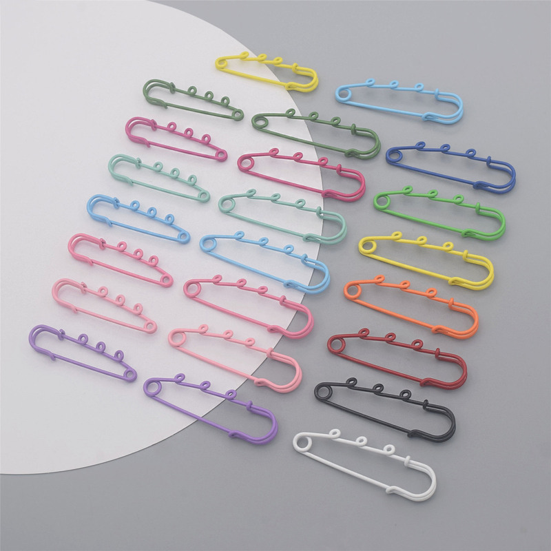 Baking paint metal 5/6cm buckle Pin Pin color three-hole brooch clothing bag accessories jewelry decoration fixed buckle