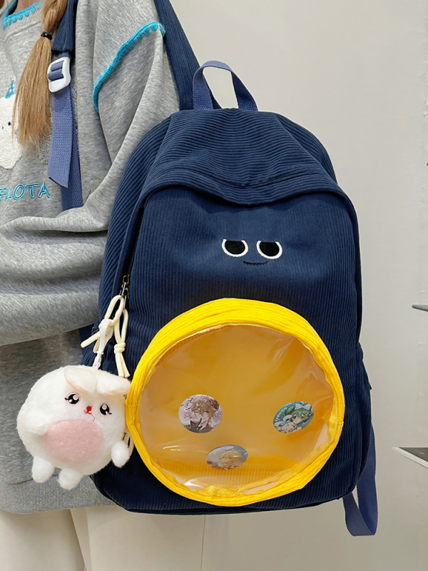 日本のかわいい漫画コーデュロイバックパック女性のための見栄えの良い中学生高校生スクールバッグ大容量痛バッグ男性|undefined