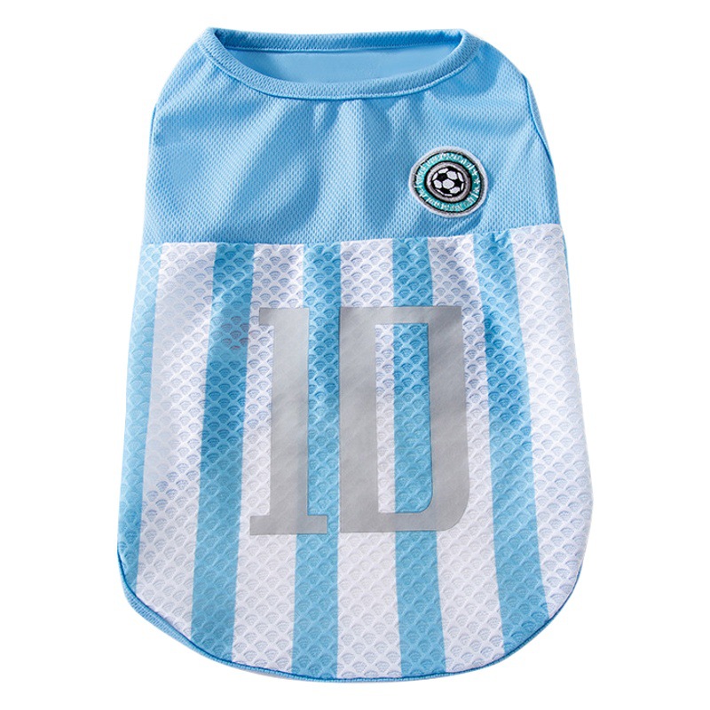 Verano Corgi deportes estilo fútbol rayas chaleco mediano y pequeño perro pájaro ojo Malla tela transpirable ropa de verano para mascotas