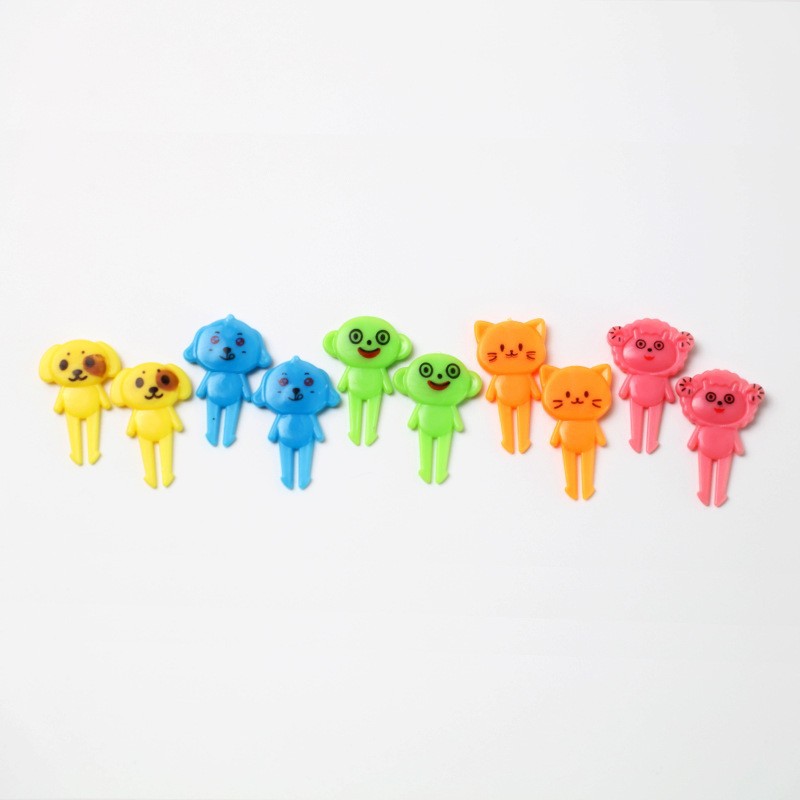 Cartoon japonés encantador tenedor de fruta transfronterizo venta caliente stick de fruta creativa decoración mini tenedor de fruta al por mayor
