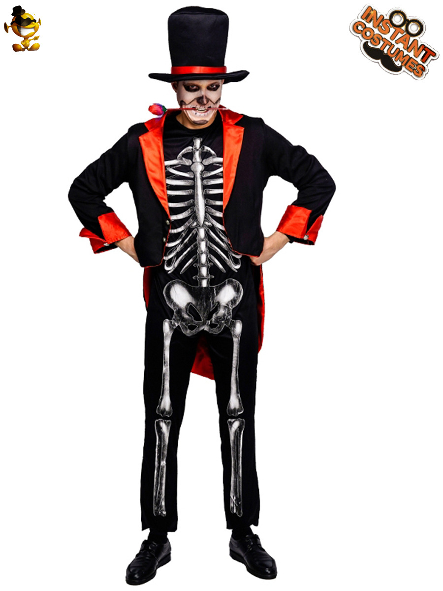 Halloween adulto grande cráneo de los hombres fantasma hueso demonio juego de rol fiesta traje de los hombres fantasma hueso traje de la etapa