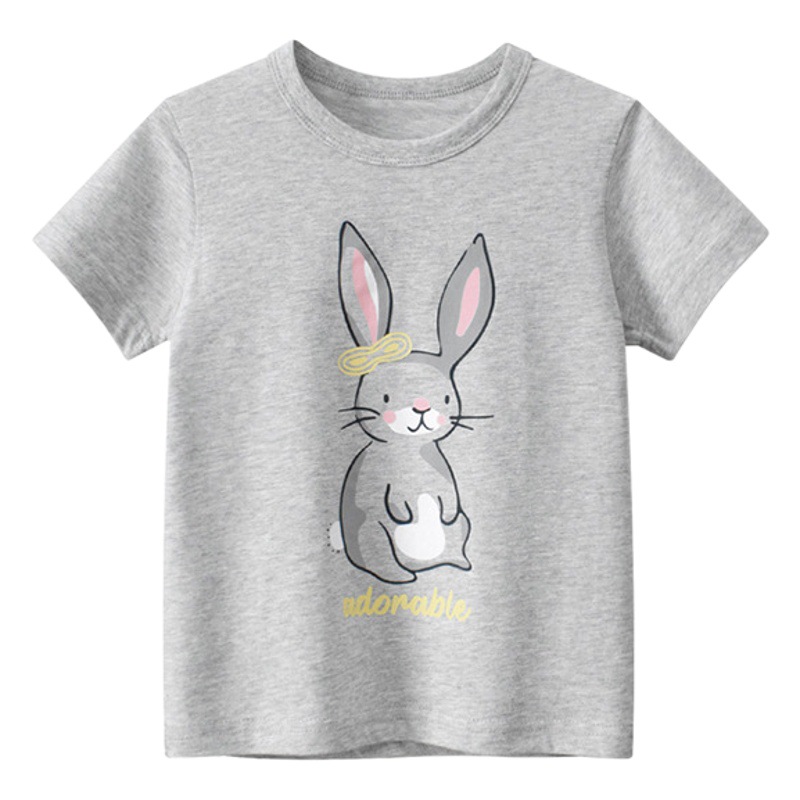 Camiseta de manga corta de estilo coreano para niños verano para Niñas Ropa para niños 27 top de conejo de dibujos animados para niños en casa al por mayor