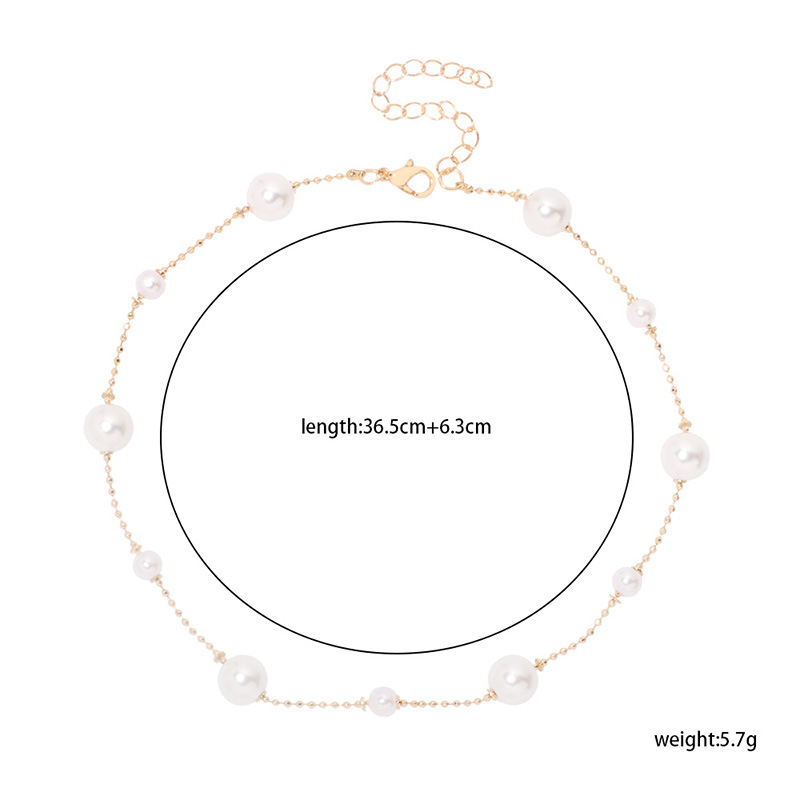 8g Weight Elegant Geometric Alloy Plating Artificial Pearl Necklace