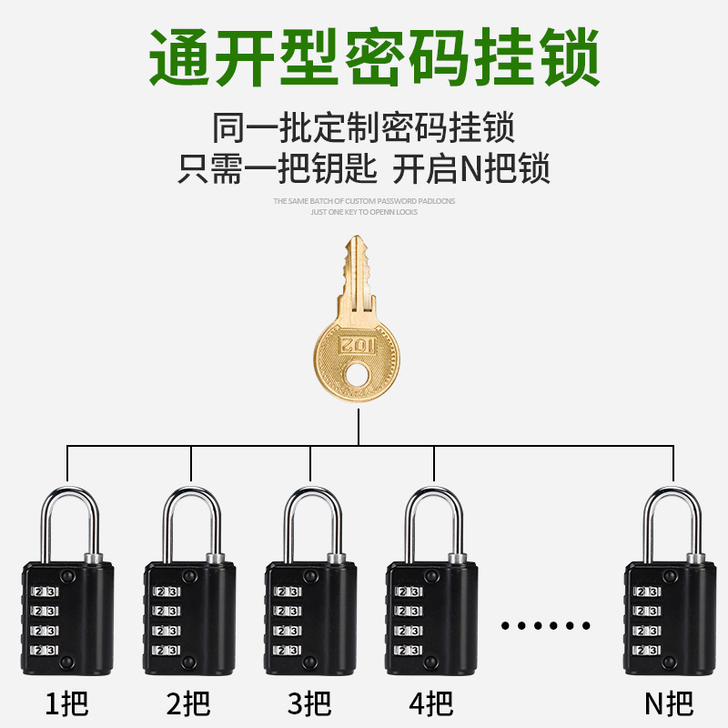 密码锁带钥匙锁通开密码储物柜健身房宿舍挂锁钥匙密码两用锁小锁