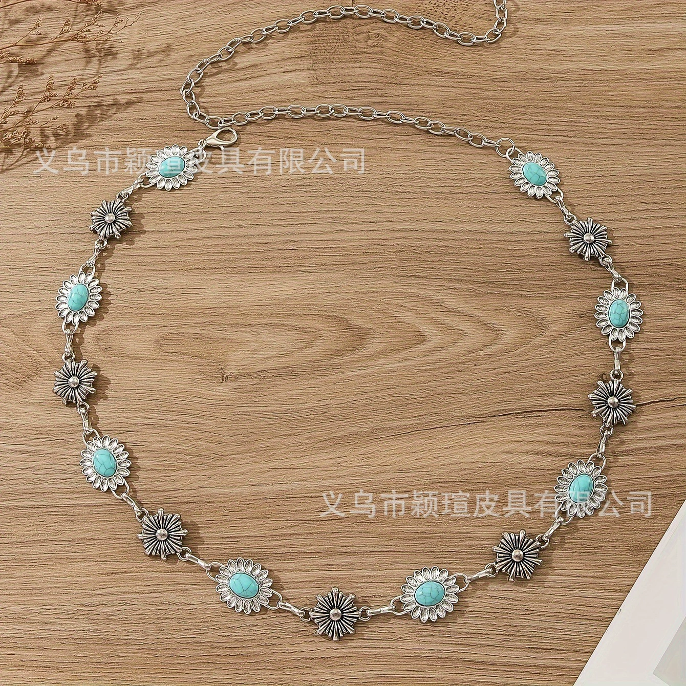 Ретро этническая цепь, turquoise камень инlay, универсальные модные украшения, металлический пояс, этно стиль