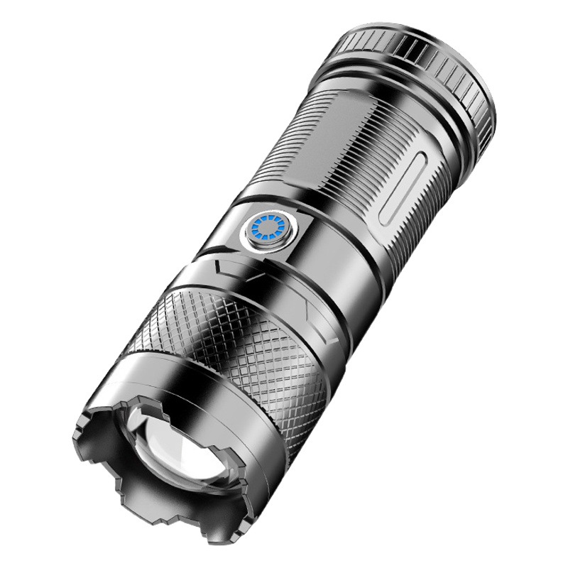 Al Aire Libre multi-función linterna fuerte luz al aire libre de carga de alta potencia de larga resistencia blanco láser pistola patrulla linterna