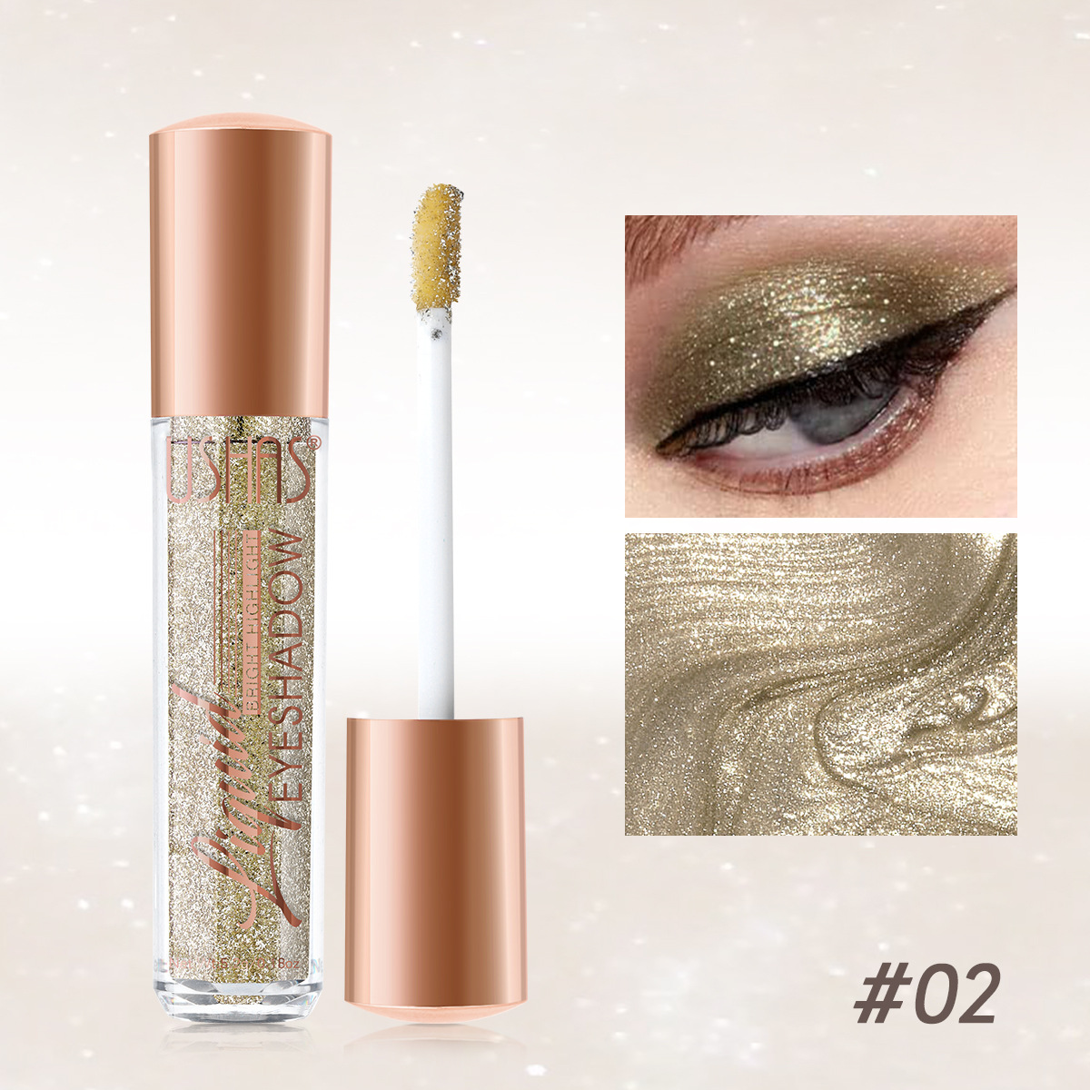 USHAS Sombra de ojos perlada líquida de punto transfronterizo europeo y americano