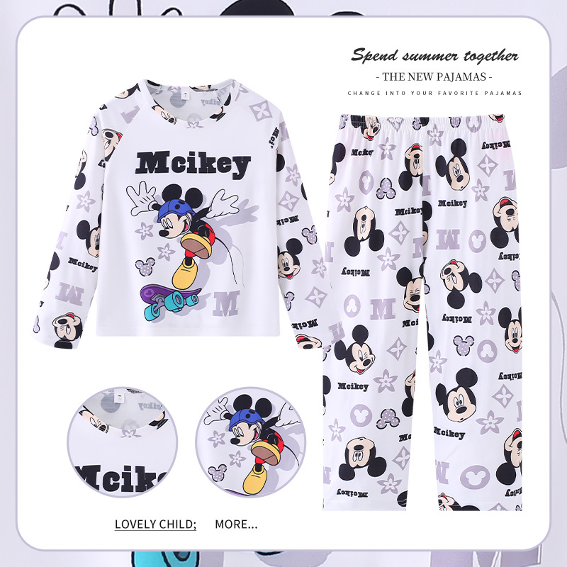 Pijamas de las niñas primavera y otoño manga larga delgada medio y grande niños lindos dibujos animados bebé niños princesa estilo homewear traje