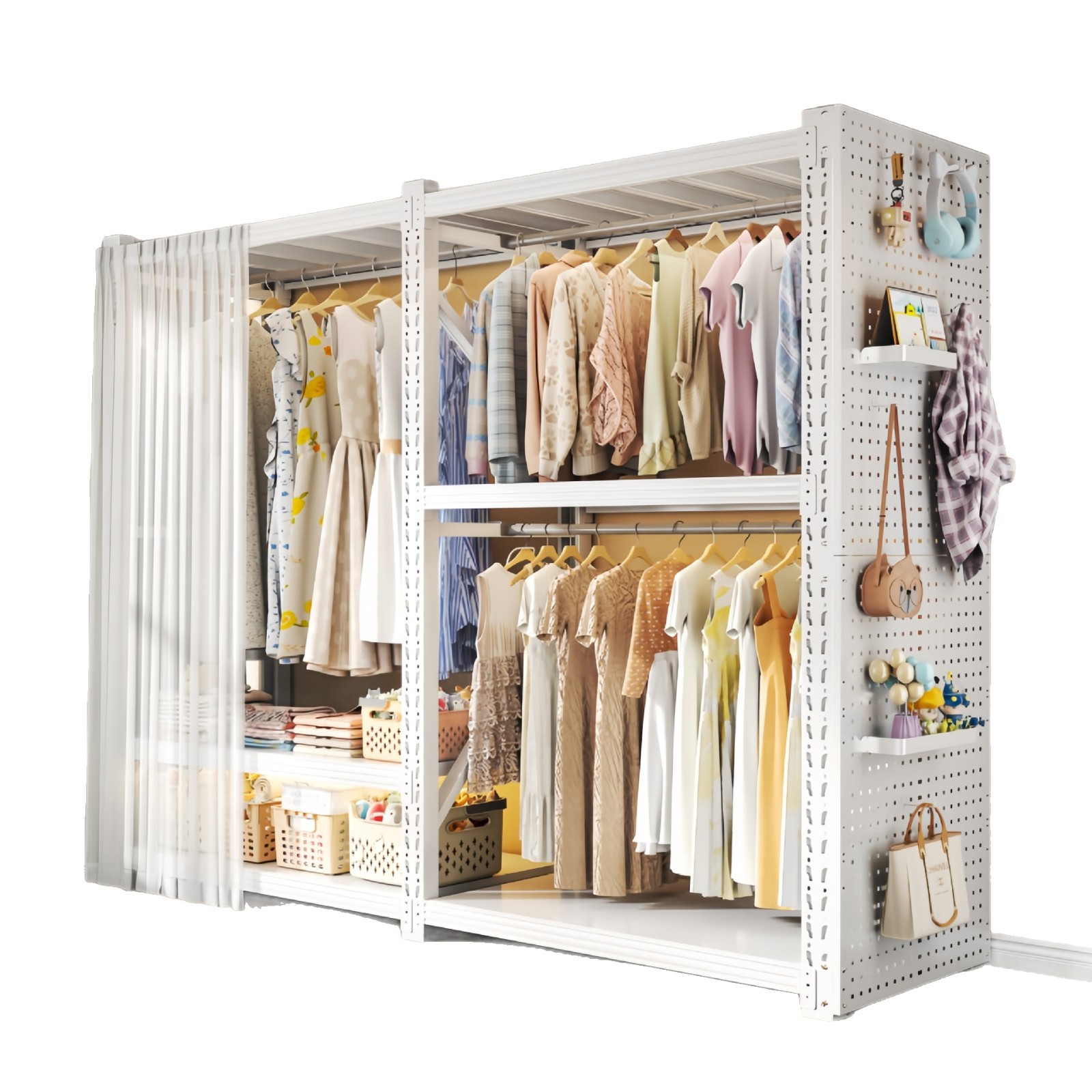 Percha abierta, armario de almacenamiento de dormitorio, montaje simple, estante de piso, perchero, estante de alquiler, armario