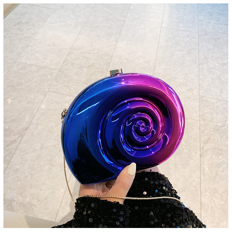 Nueva bolsa de cena de mujer creativa caracol concha de acrílico bolsa de mano personalidad brillante bolsa de noche