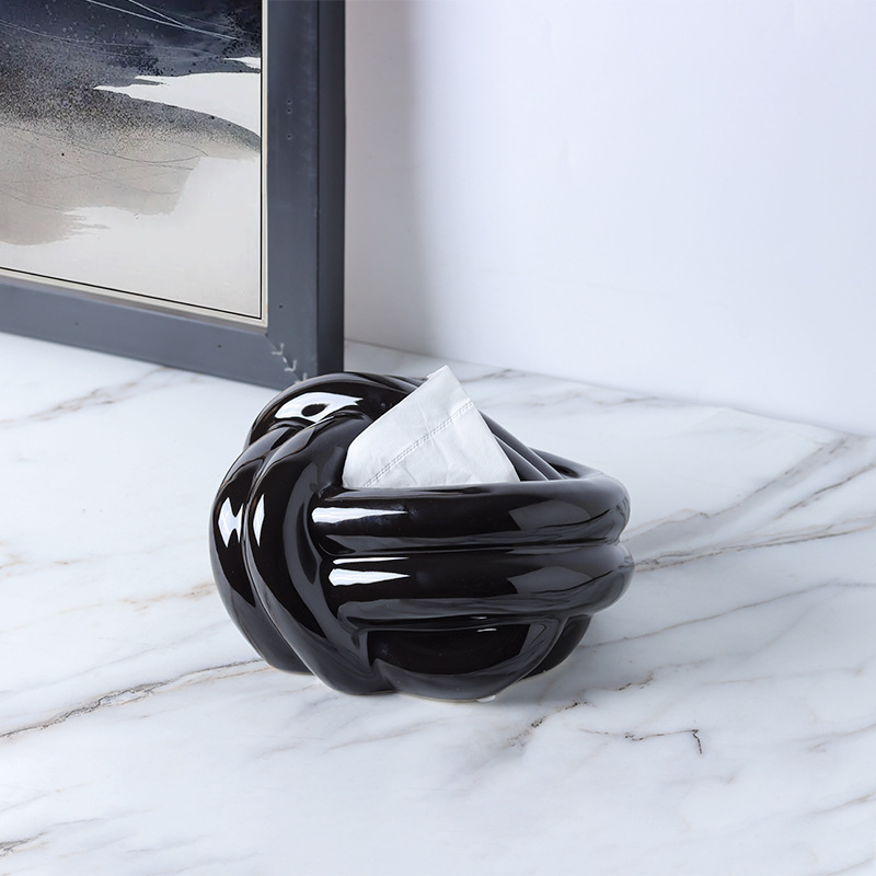 Knot Ceramic Tissue Box - Detail View