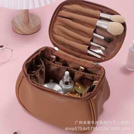 日本雅虎个性化PU皮革女士化妆收纳包 外贸多功能大容量化妆品盒