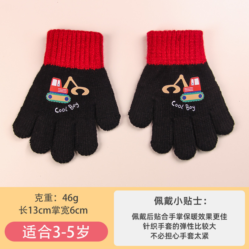 冬季男童儿童手套批发保暖防寒五指女童针织手套女童可爱卡通针织|undefined