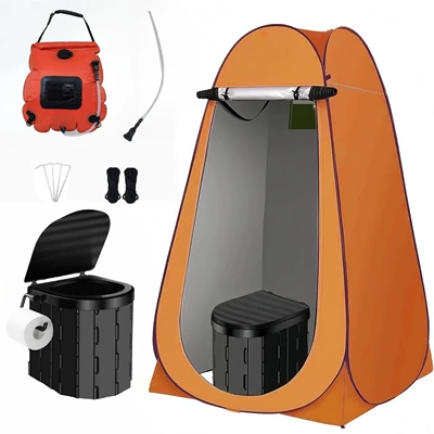 Outdoor Toilet Trunk-Mounted Mobile Kempinq və səyahət - single-14m-window-orange-hook-type-black-toilet-orange-bath-bag