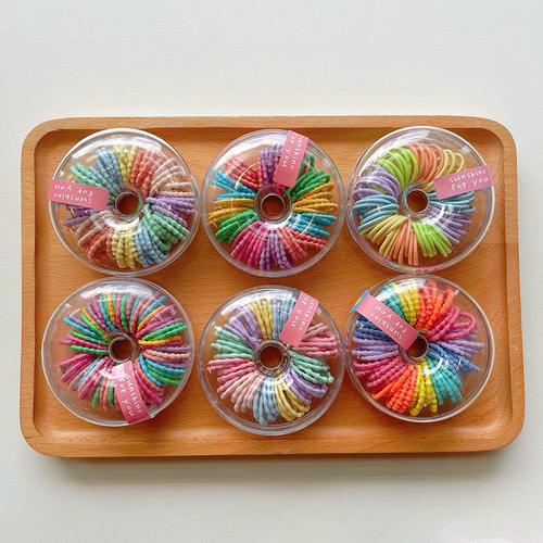 Candy-colored 60-pack children's thumb hair ties that do not hurt hair and tie hair rubber bands, Korean version of sweet baby hair ropes