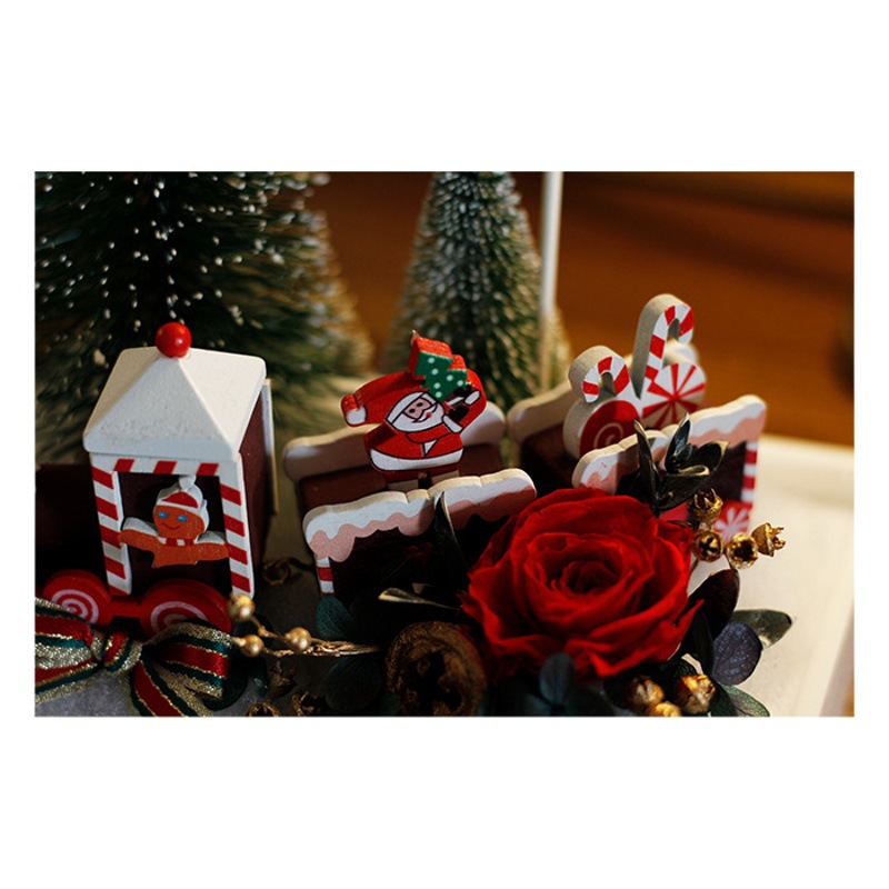 Regalo de Navidad flor eterna árbol de Navidad Rosa tren regalo de cumpleaños para la novia acrílico flor seca
