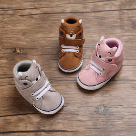 婴儿鞋学步鞋春秋冬狐狸款0-1岁男女宝宝软底鞋棉布鞋 一件代发