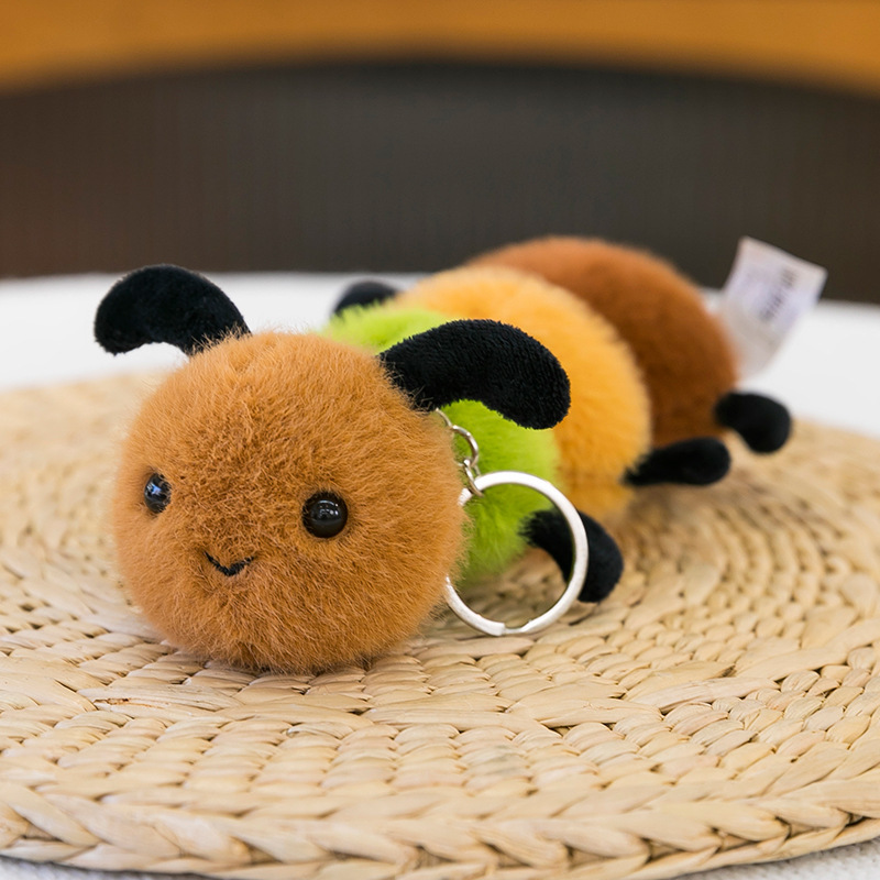 クリエイティブな新しい昆虫シリーズぬいぐるみ人形かわいいクモ蜂人形毛虫キーホルダーペンダント|undefined