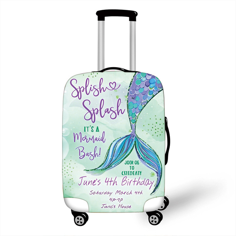 2025 New Fishtail Print Elastic Dustproof Suitcase Cover Trolley Case Universal Wheel Dustproof Cover Protective Cover
