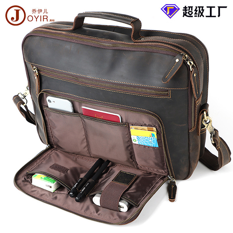 Customized Retro Genuine Leather Portable Briefcase Men's Large Capacity Cowhide Business Laptop Bag Messenger Bag for Men Customized Retro Genuine Leather Portable Briefcase Men's Large Capacity Cowhide Business Laptop Bag Messenger Bag for Men