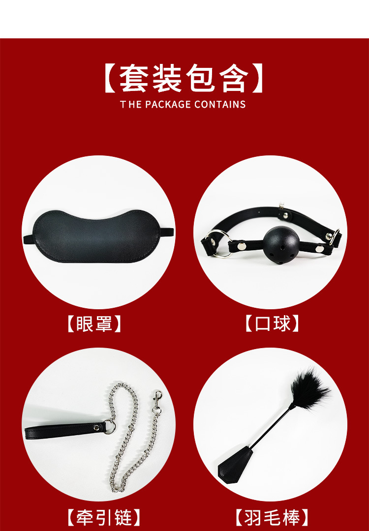 Jiuai SM Bondage Set 9-Piece Leather Restraint Kit with Collar and Mouth Ball — detail image 8